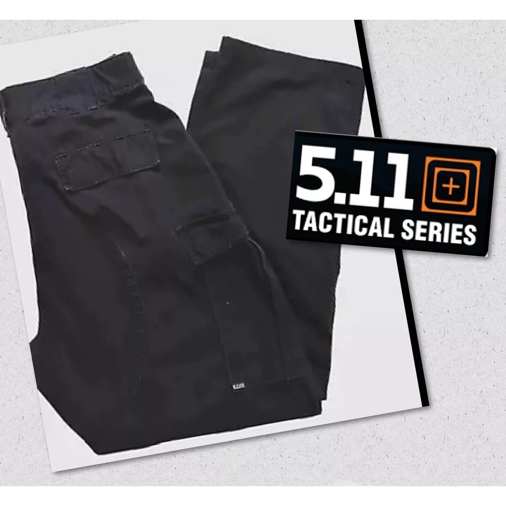 511 Tactical Pants Men's Large (35 1/2 - 39) Black Ripstop 30.5" Inseam -Pockets